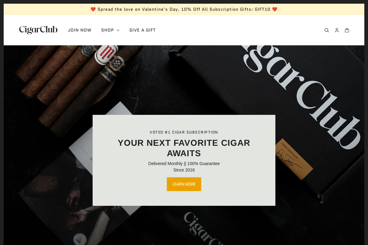CigarClub homepage screenshot