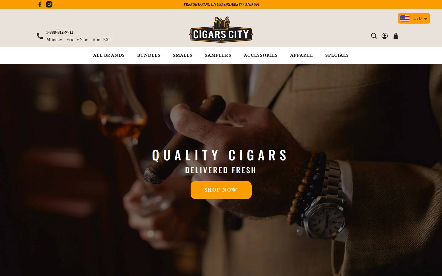 Cigarscity homepage screenshot