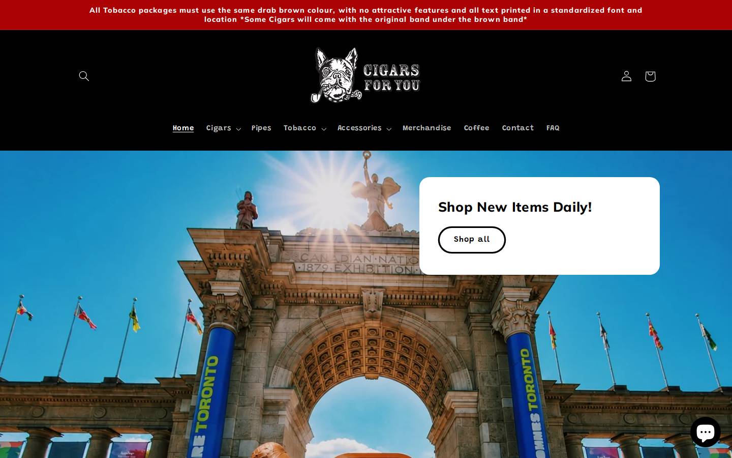 cigarsforyou.ca homepage screenshot