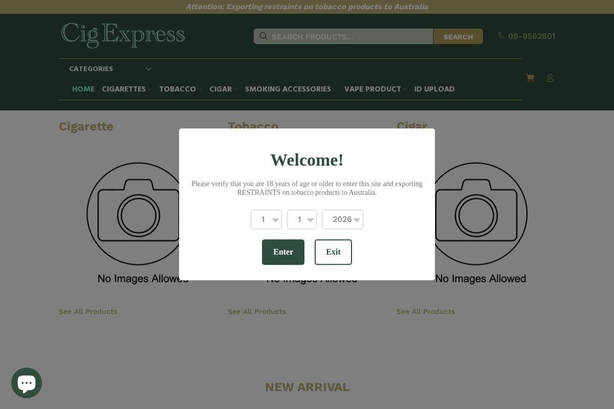 cigexpress.co.nz homepage screenshot