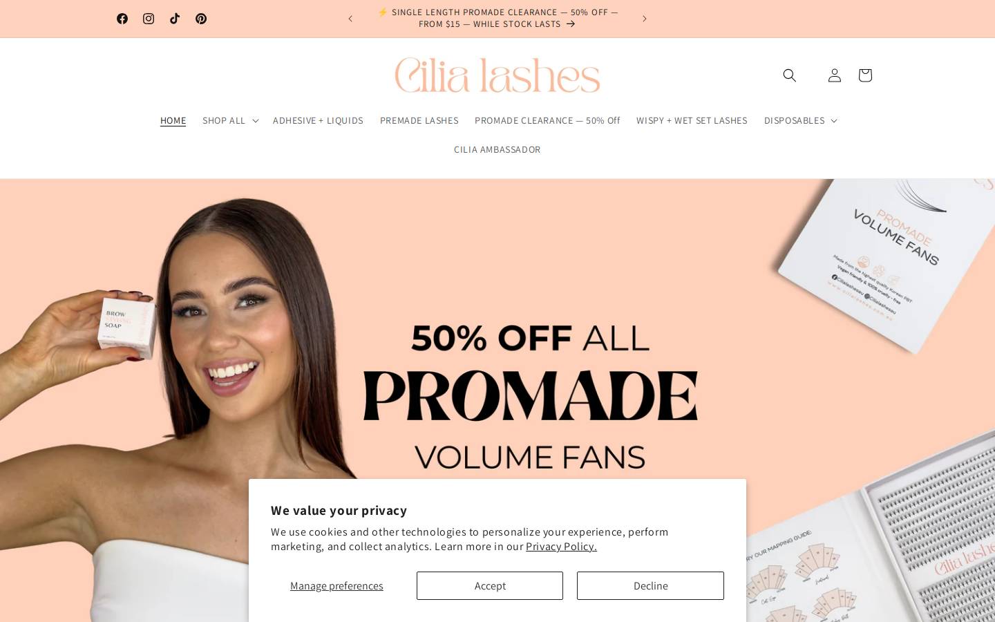 cilialashes.com.au homepage screenshot