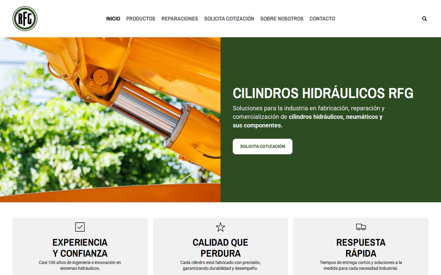 cilindroshidraulicosrfg.com homepage screenshot
