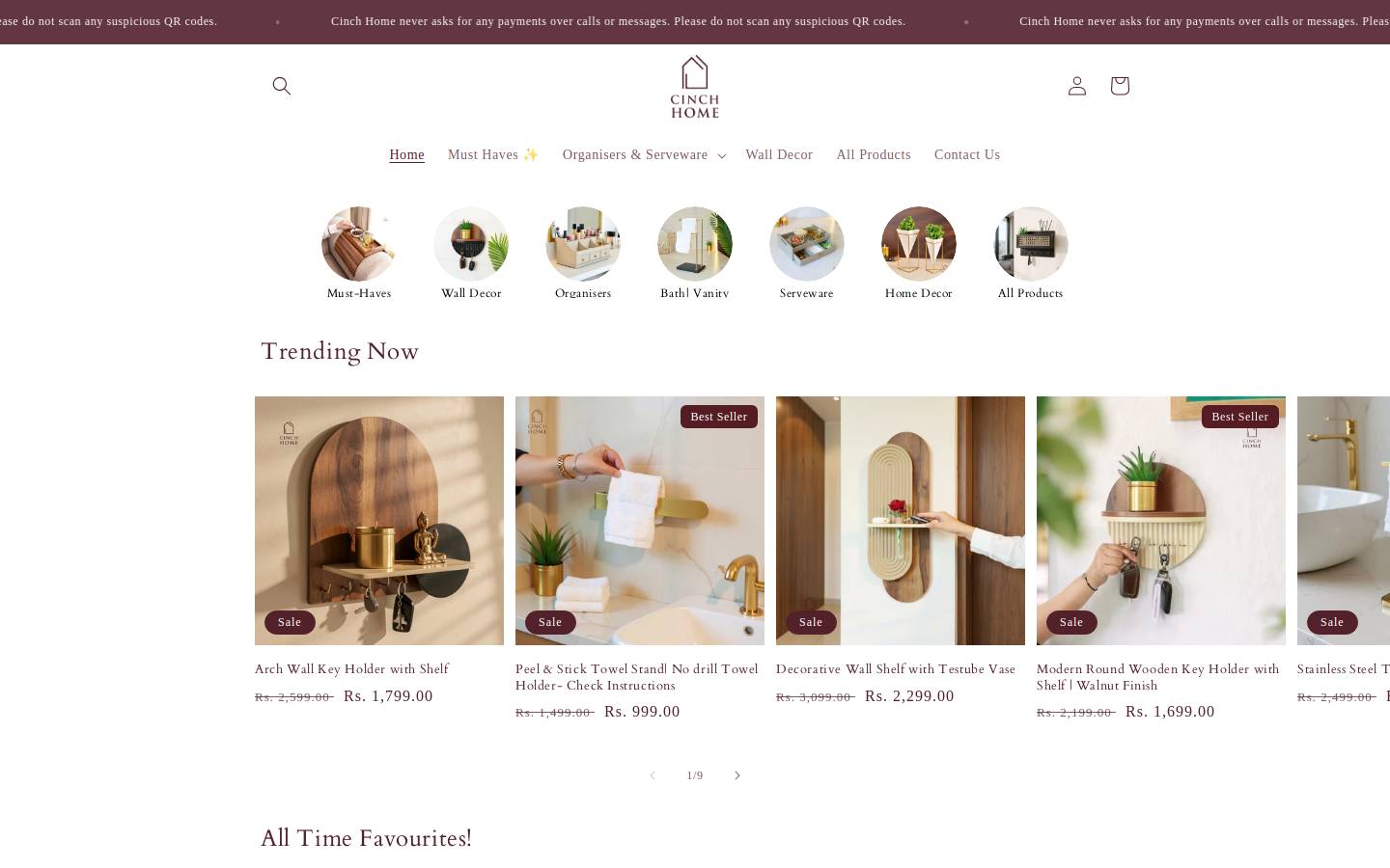 cinchhome.in homepage screenshot