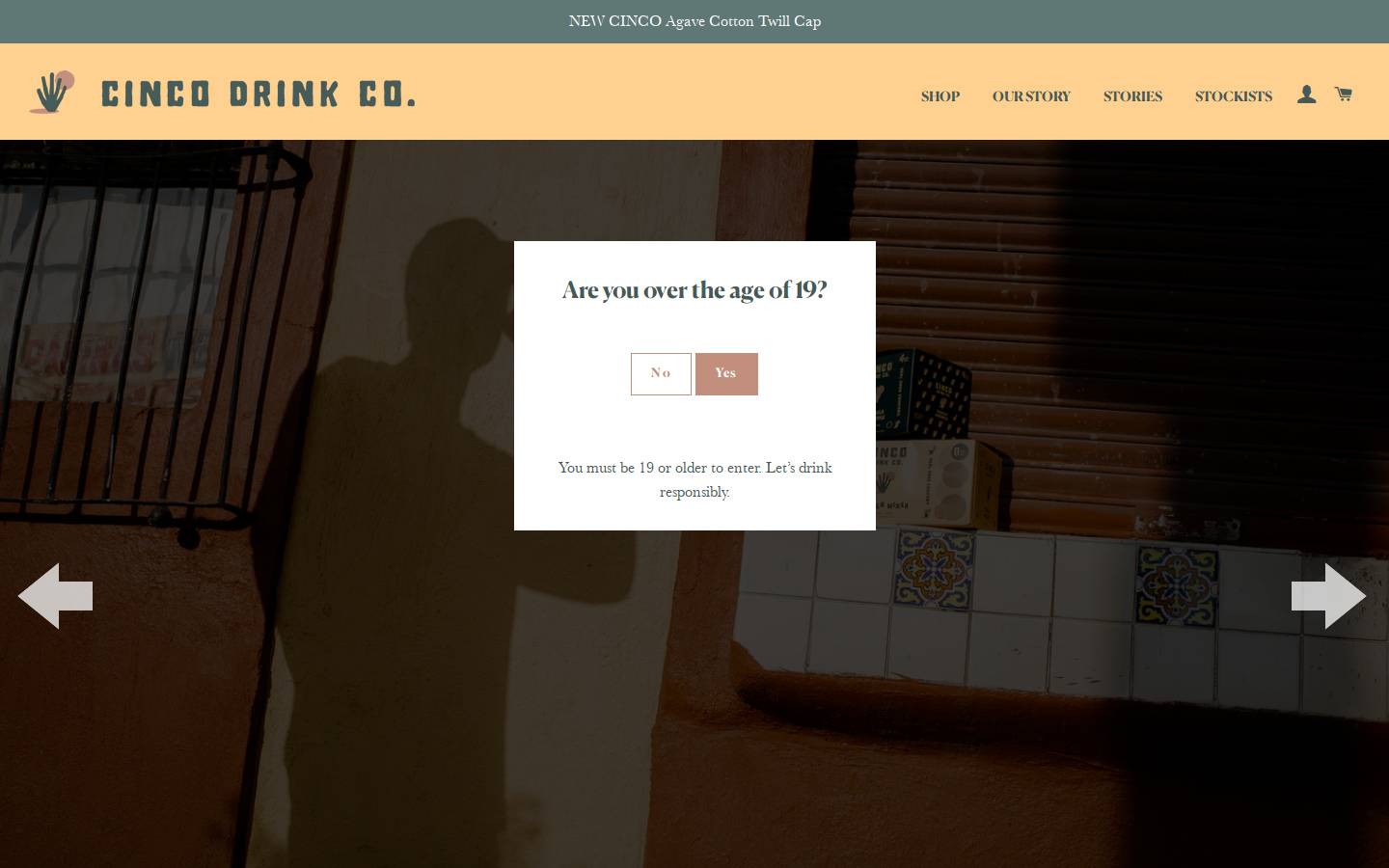 cincodrinkco.com homepage screenshot