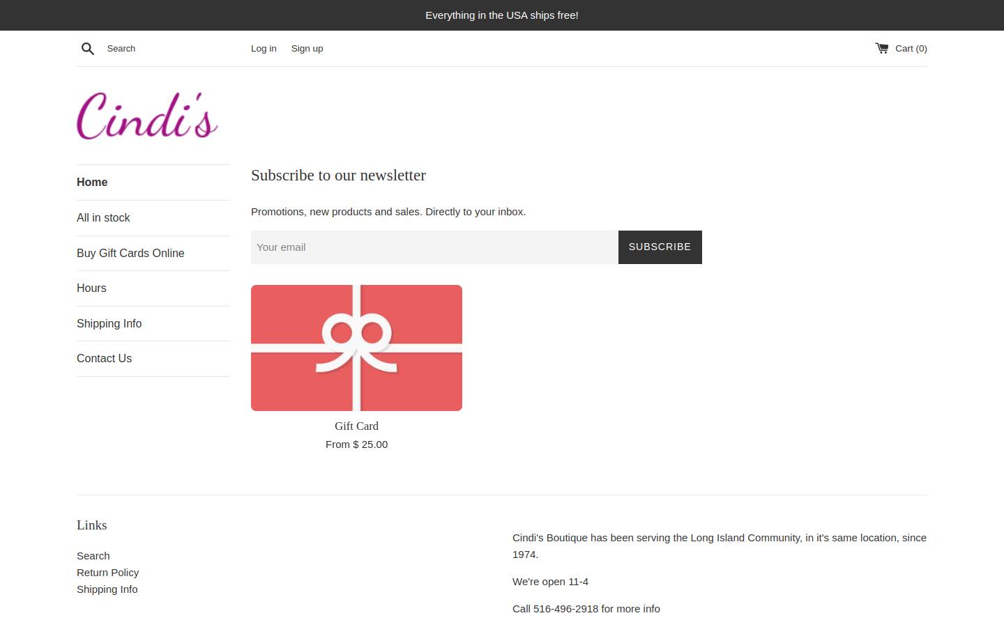 cindisboutique.com homepage screenshot
