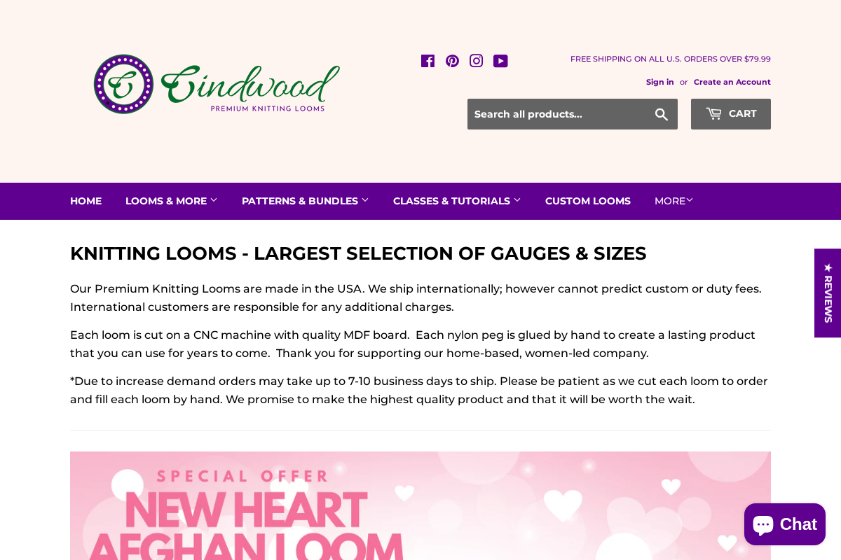 cindwoodlooms.com homepage screenshot