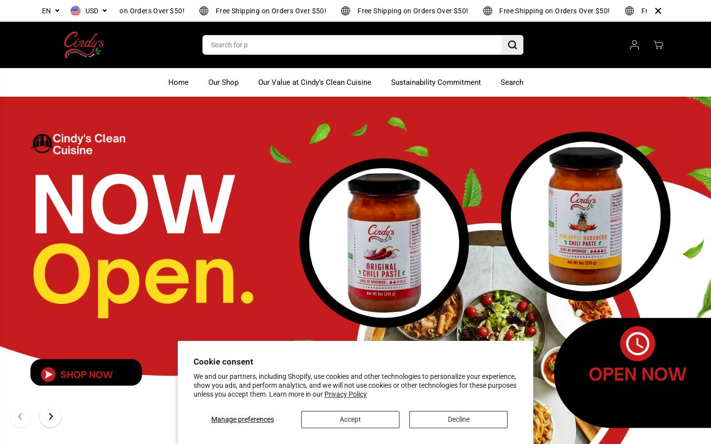 cindyscleancuisine.com homepage screenshot