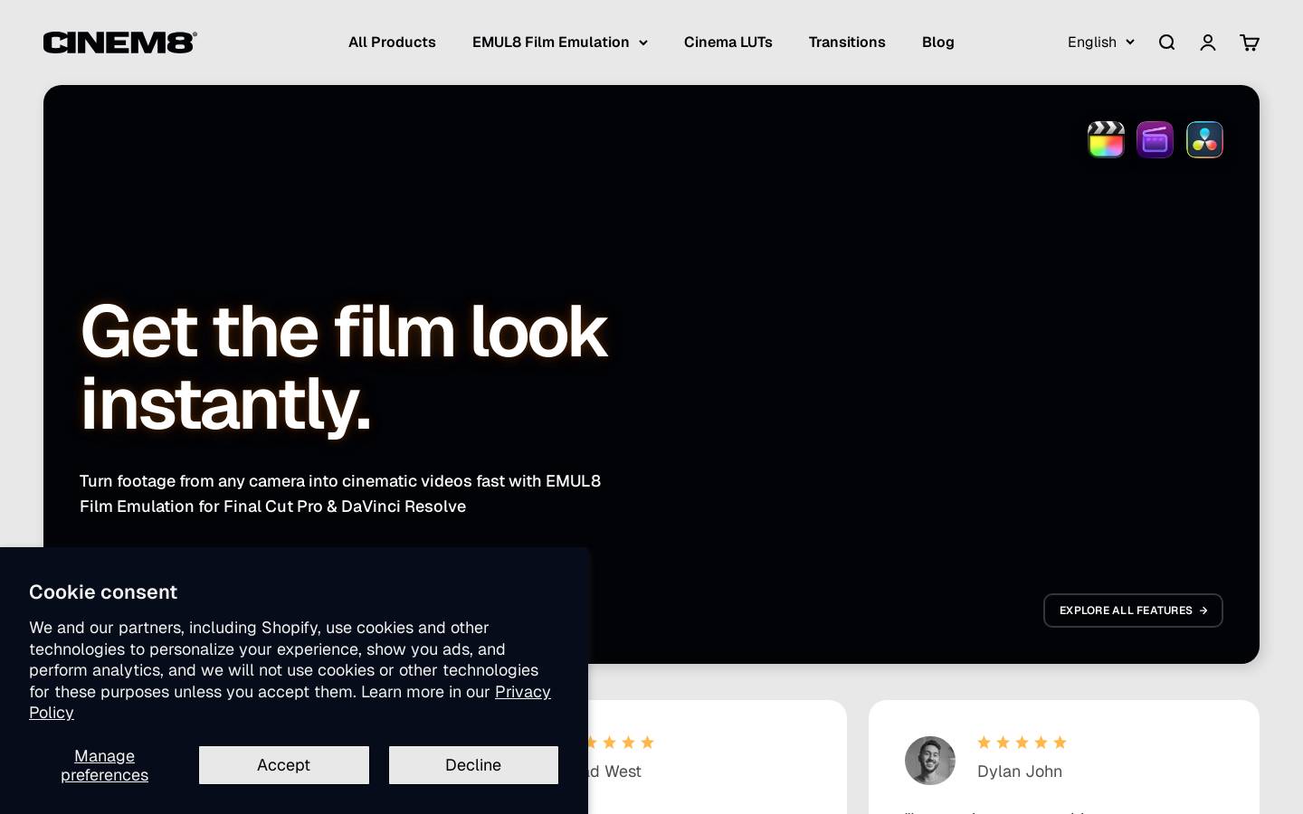 cinem8.co homepage screenshot