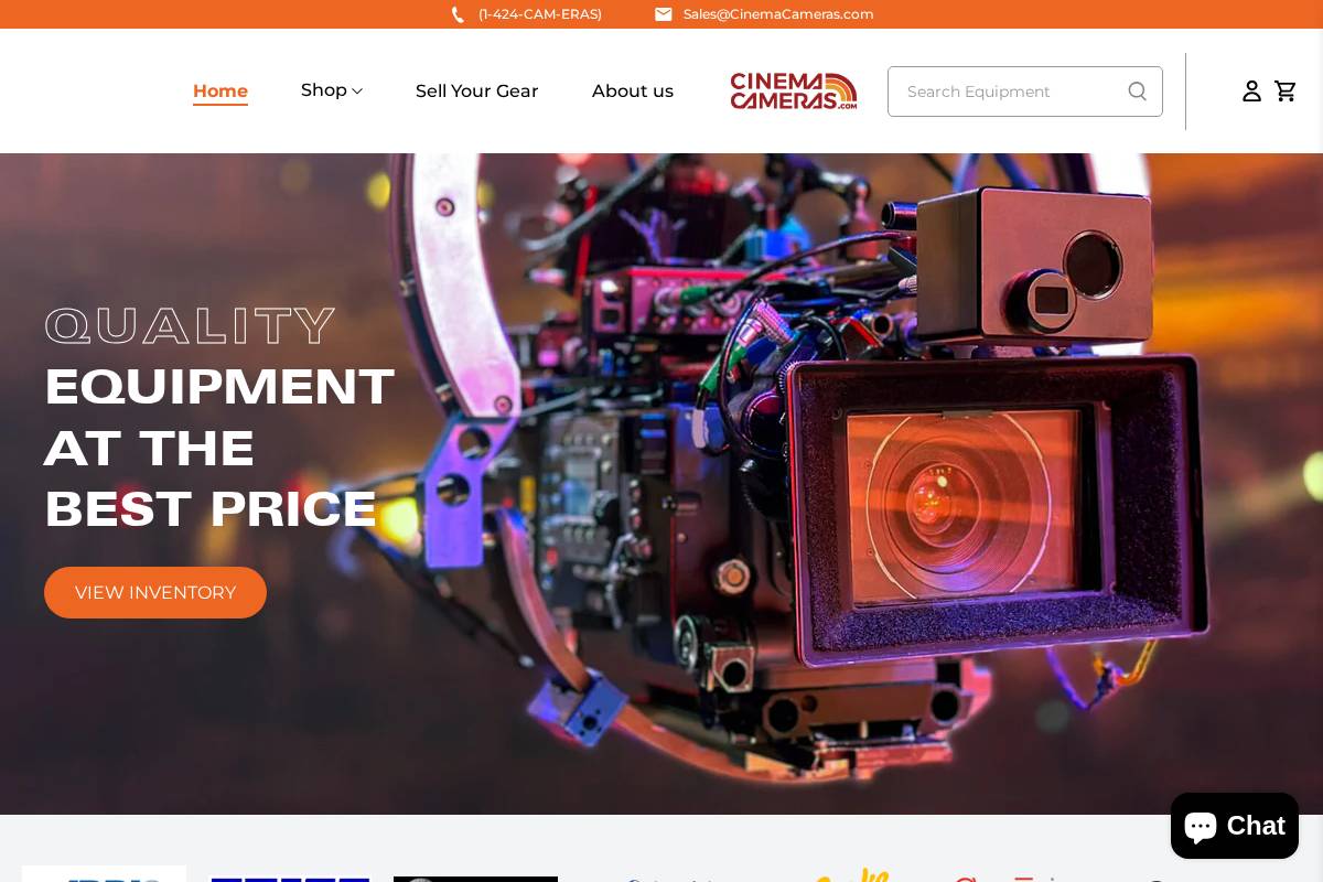 Cinemacameras.com homepage screenshot