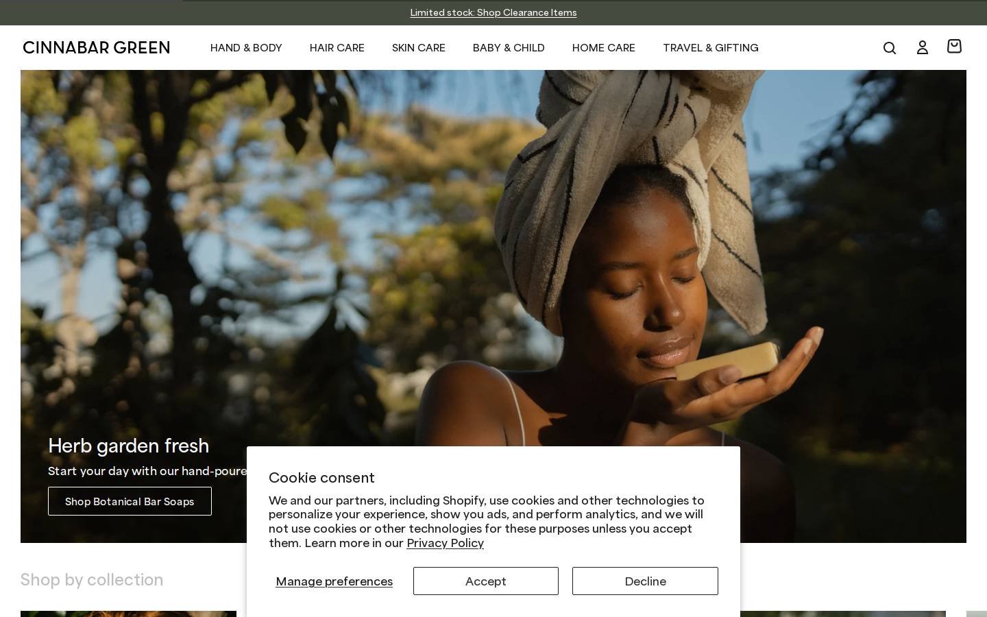 cinnabargreen.com homepage screenshot