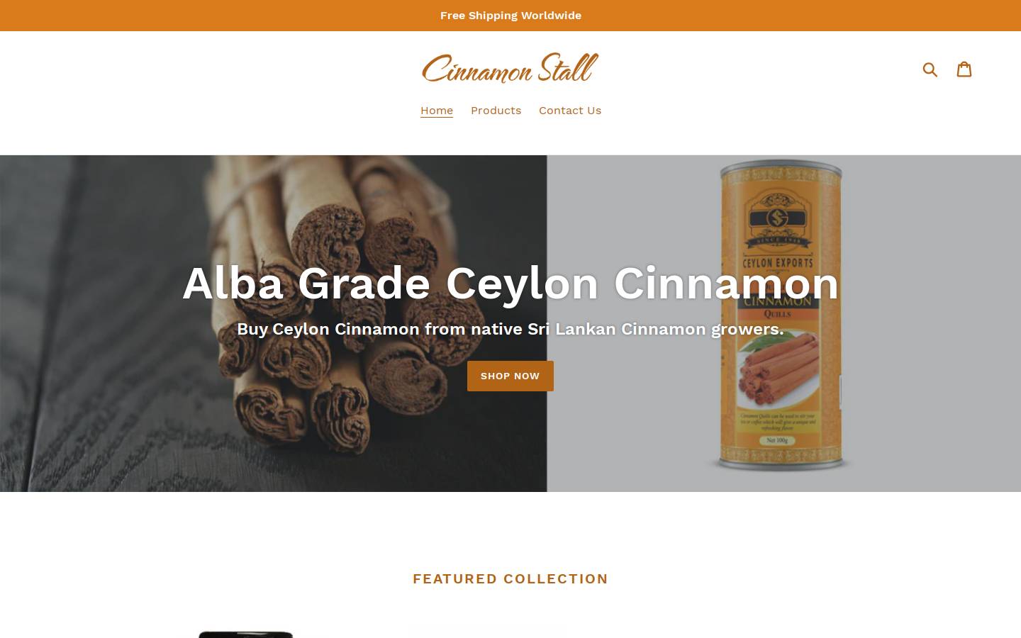 cinnamonstall.com homepage screenshot
