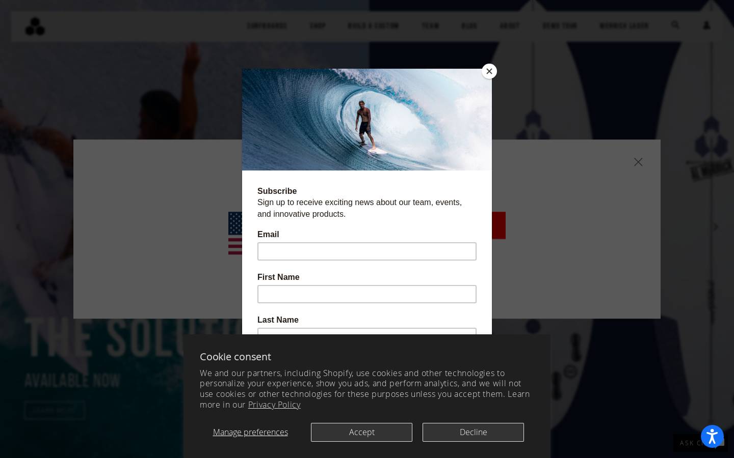 cisurfboards.com homepage screenshot