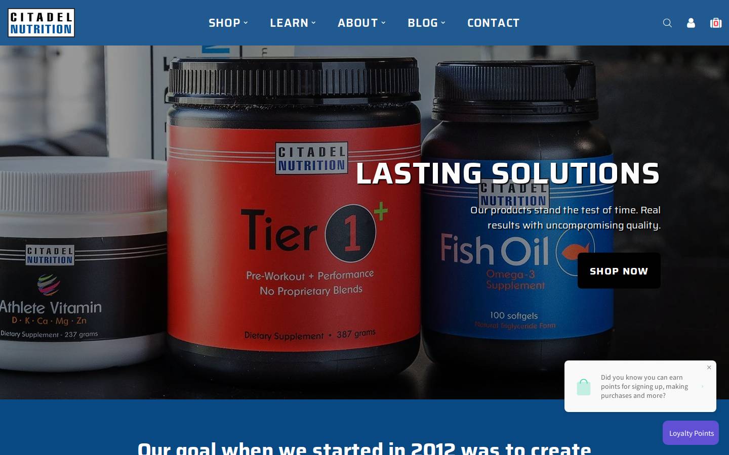 citadelnutrition.com homepage screenshot
