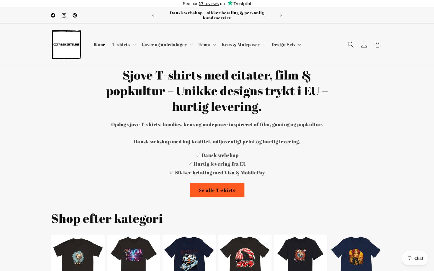 Citatshirts homepage screenshot