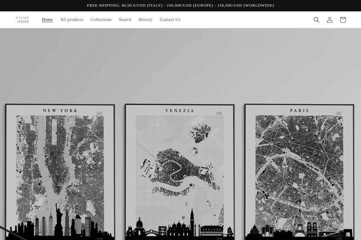 citiesofpaper.com homepage screenshot
