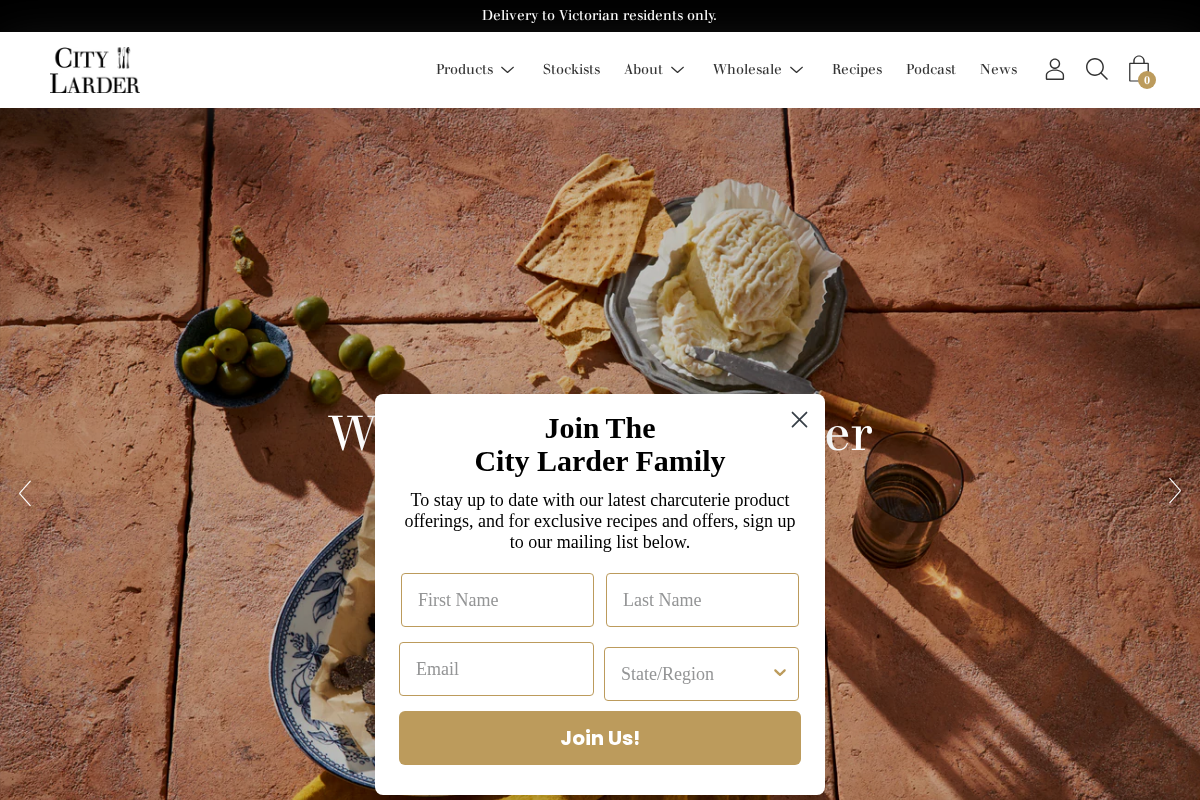 City Larder CharcuterieApple PayGoogle PayMastercardShop PayUnion PayVisa homepage screenshot