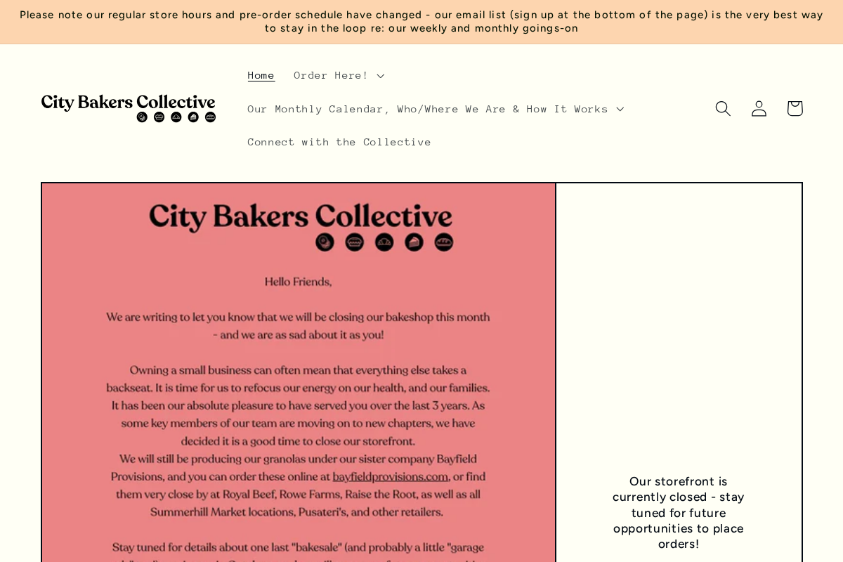 City Bakers Collective homepage screenshot