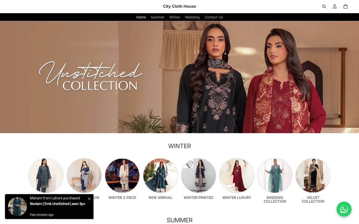 cityclothhouse.com homepage screenshot