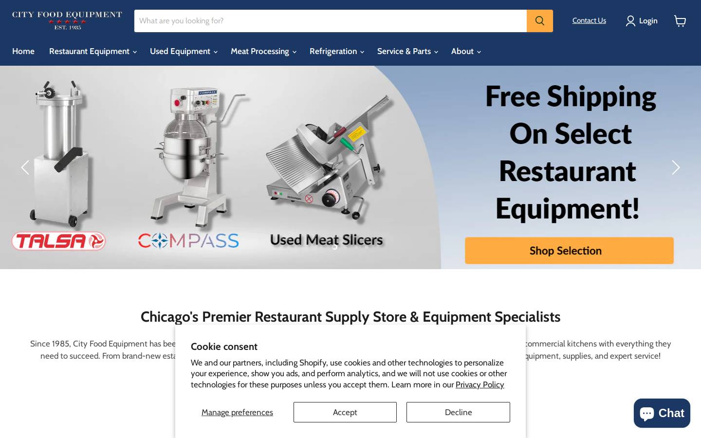 cityfoodequipment.com homepage screenshot