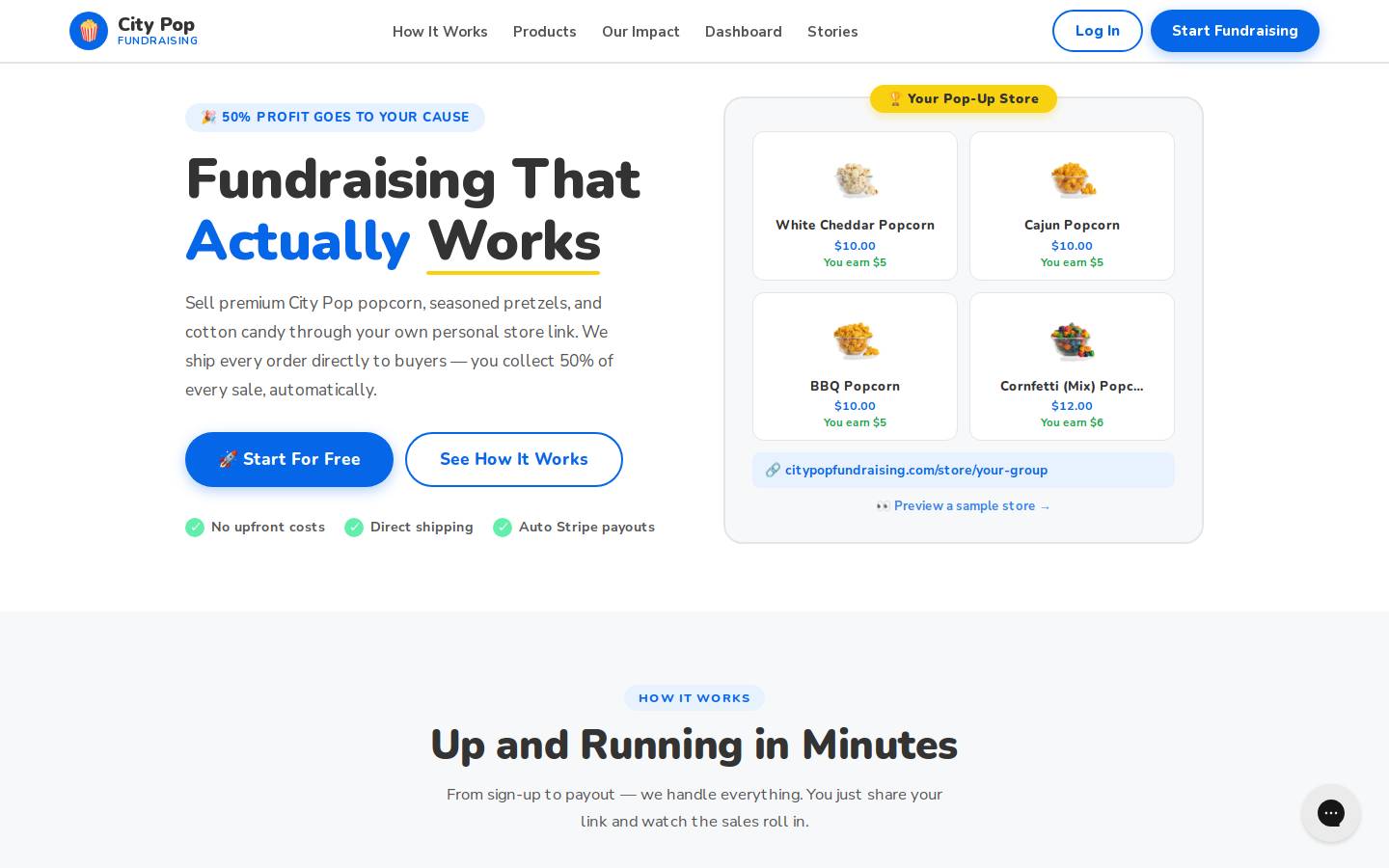 citypopfundraising.com homepage screenshot