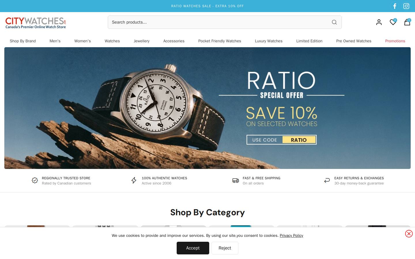 CityWatches.ca homepage screenshot