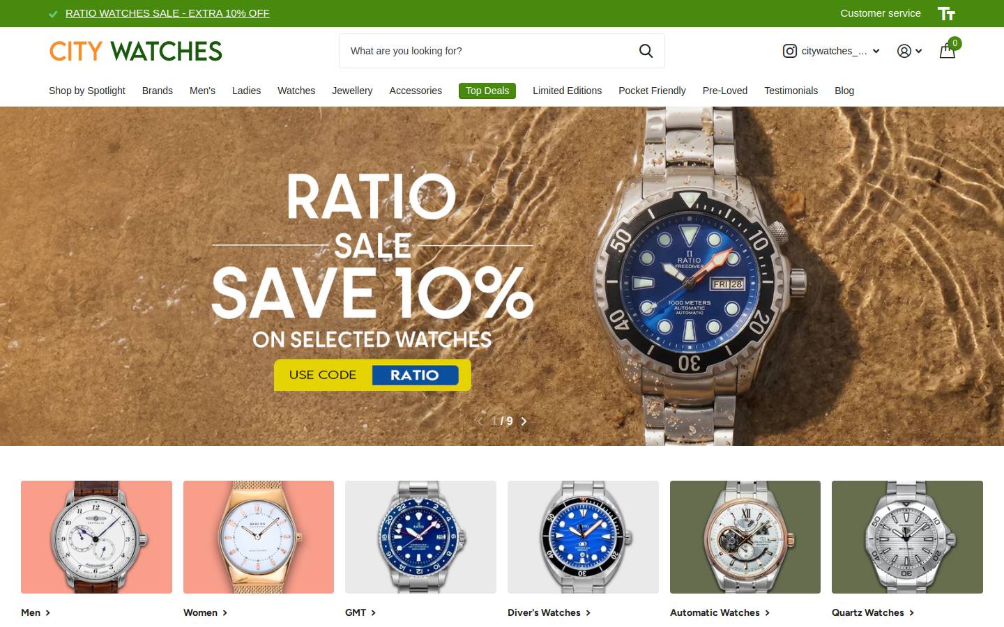 CityWatches IN homepage screenshot