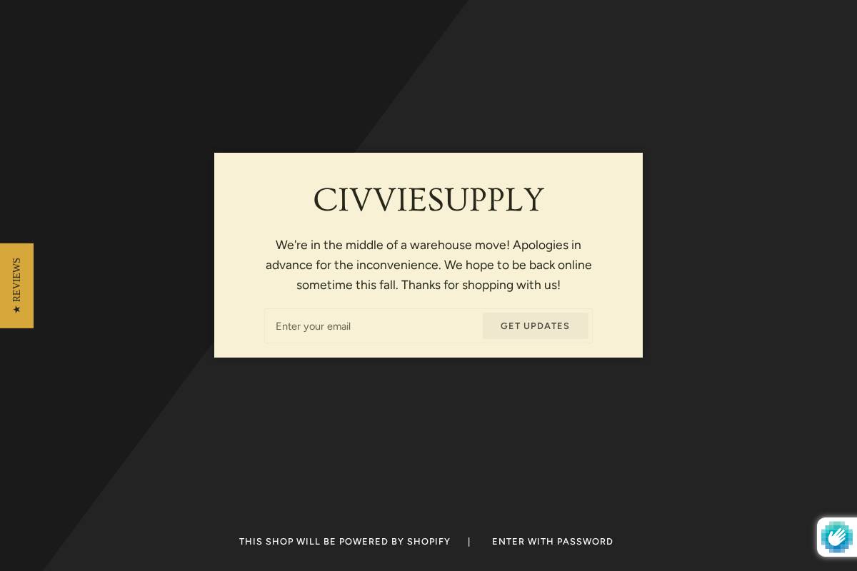 civviesupply.com homepage screenshot