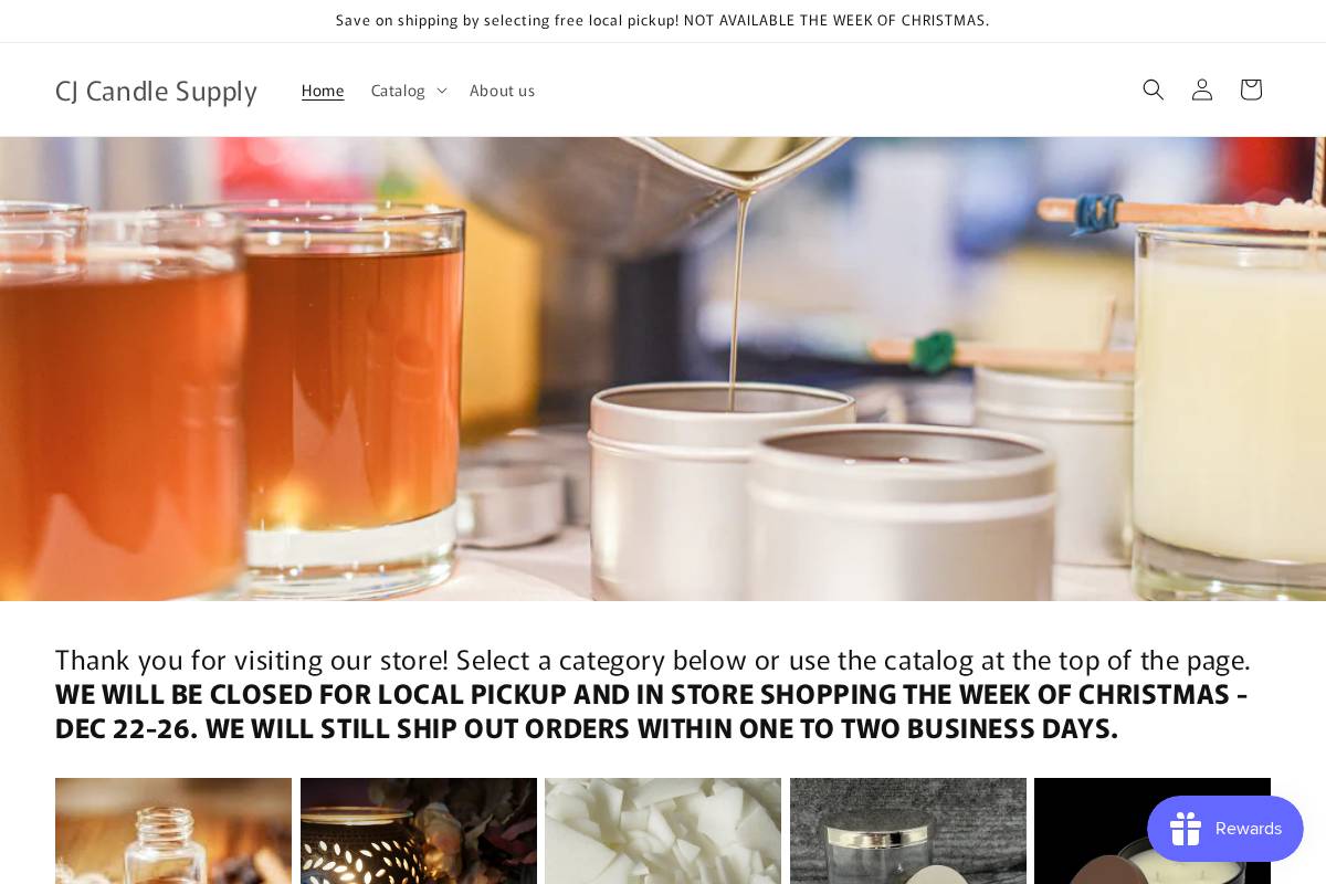 cjcandlesupply.com homepage screenshot