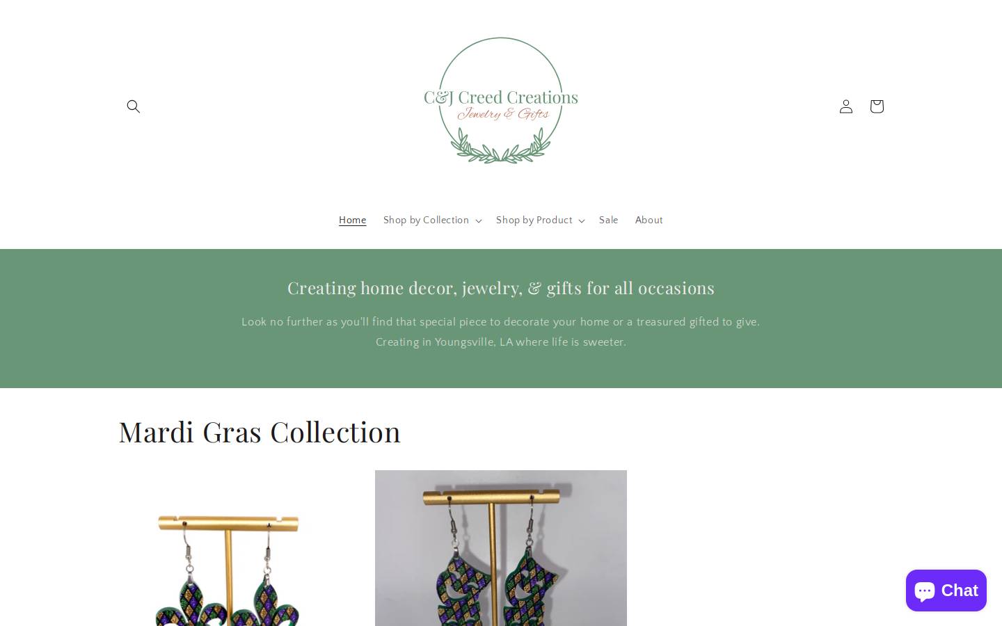 cjcreedcreations.com homepage screenshot