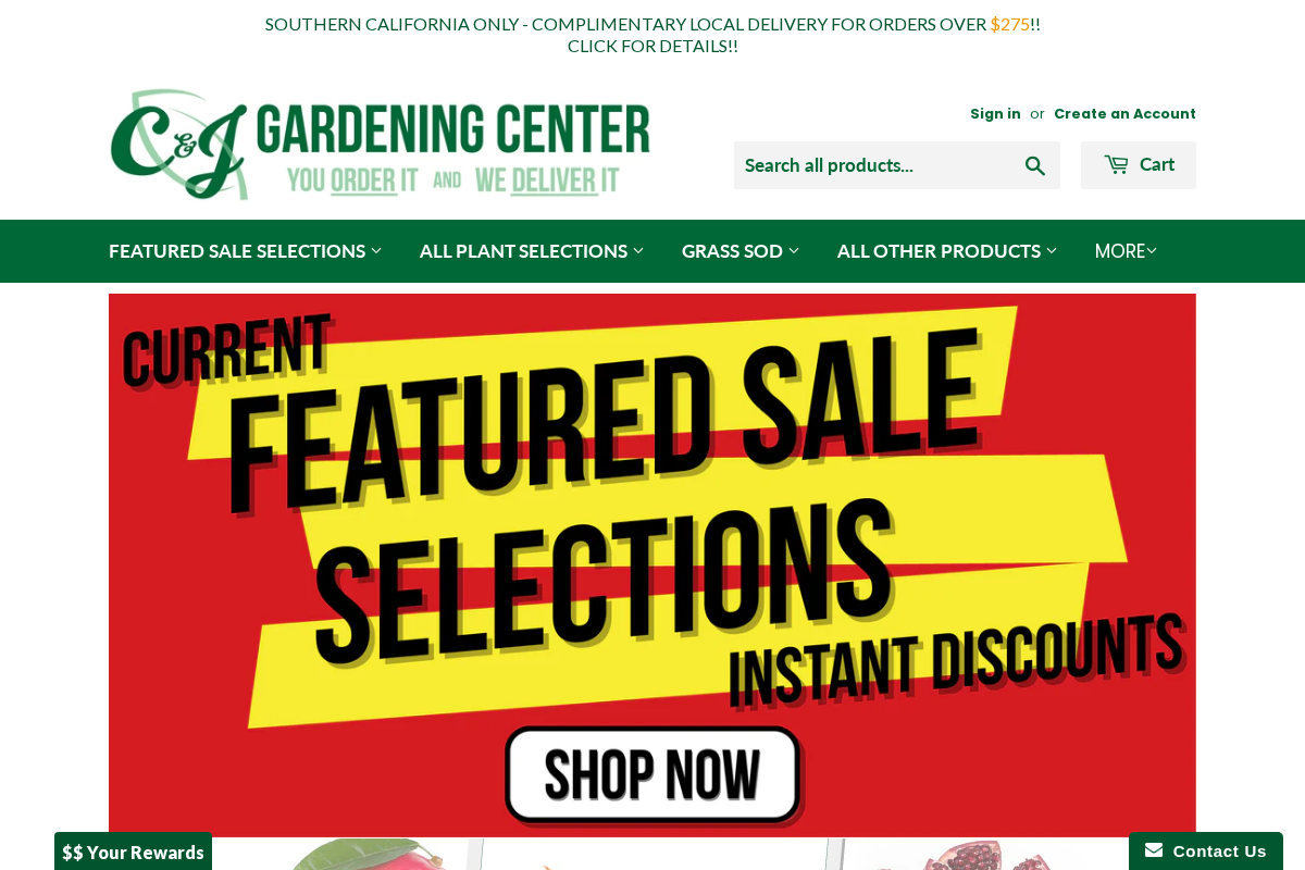 C&J Gardening Center homepage screenshot