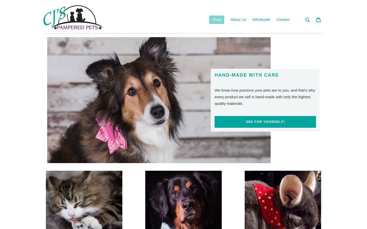 cjspamperedpets.com homepage screenshot