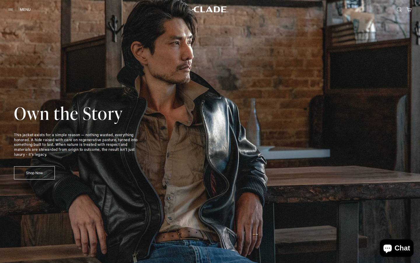 cladeapparel.com homepage screenshot