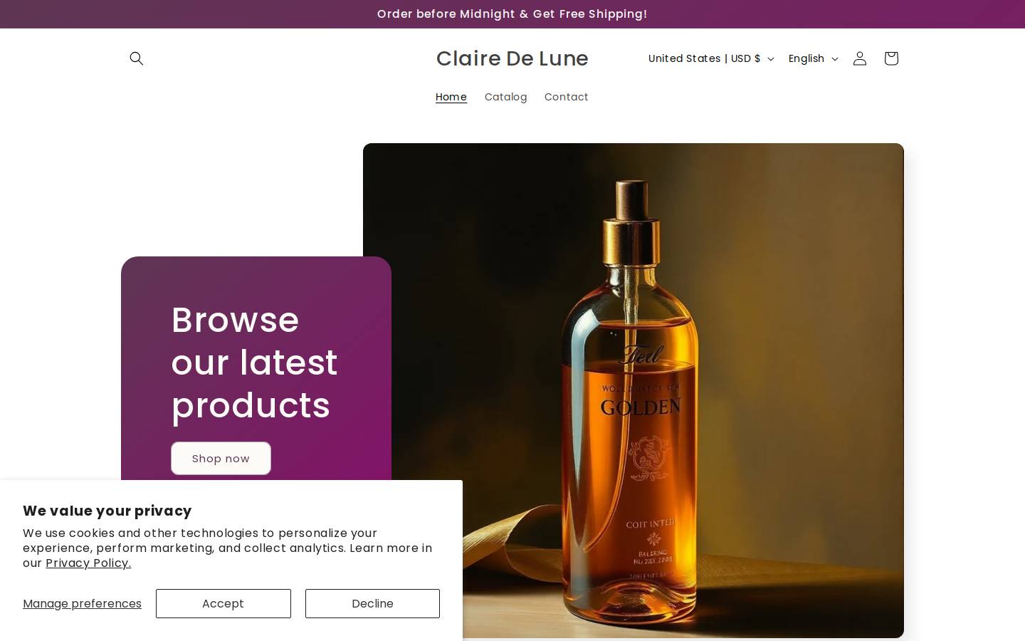 clairdelunestore.com homepage screenshot