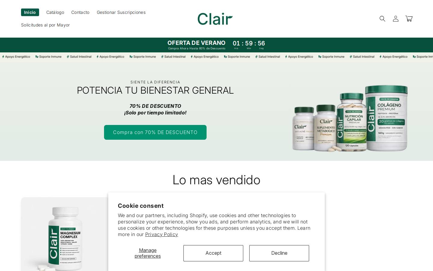 Clair homepage screenshot