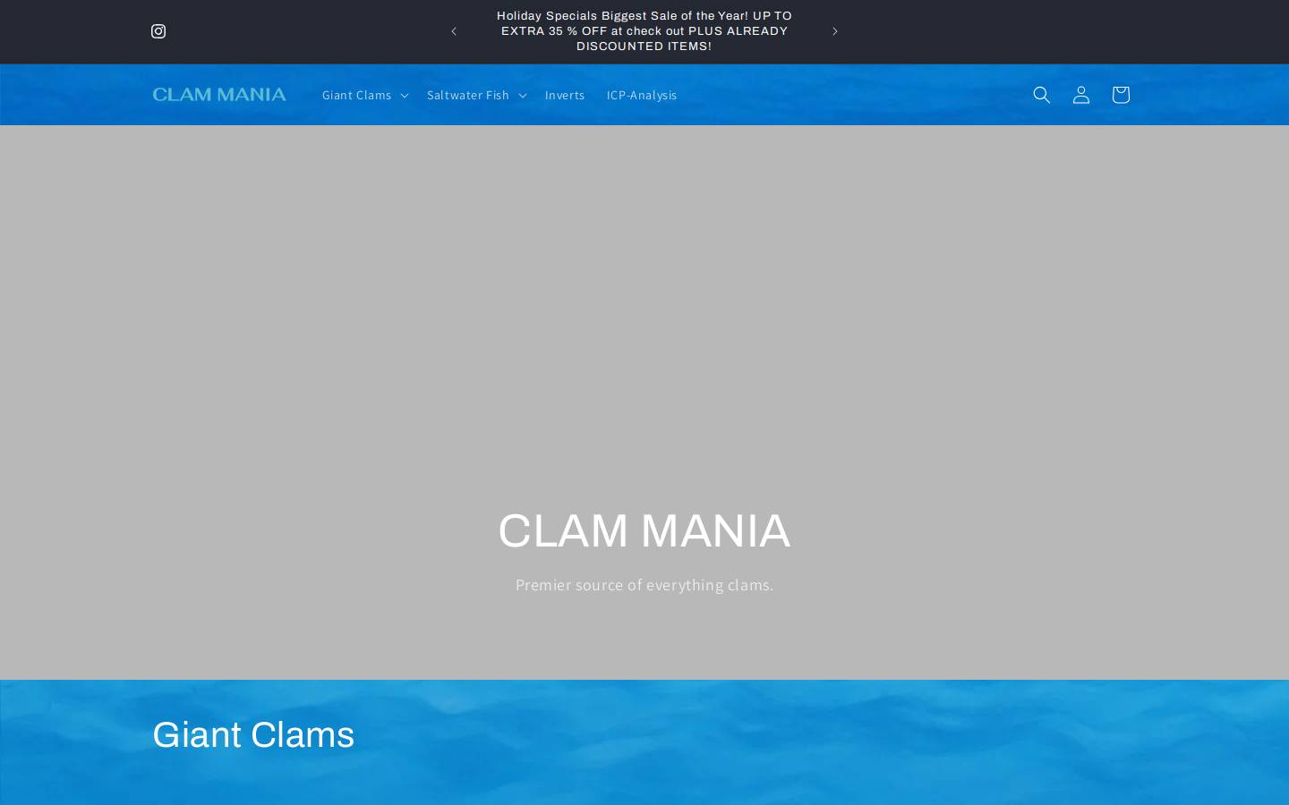 clammania.com homepage screenshot