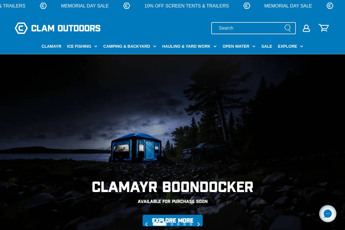 Clamoutdoors homepage screenshot