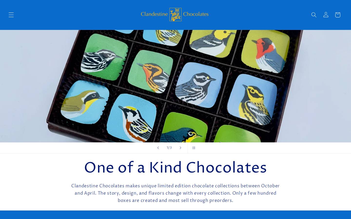 clandestinechocolates.com homepage screenshot
