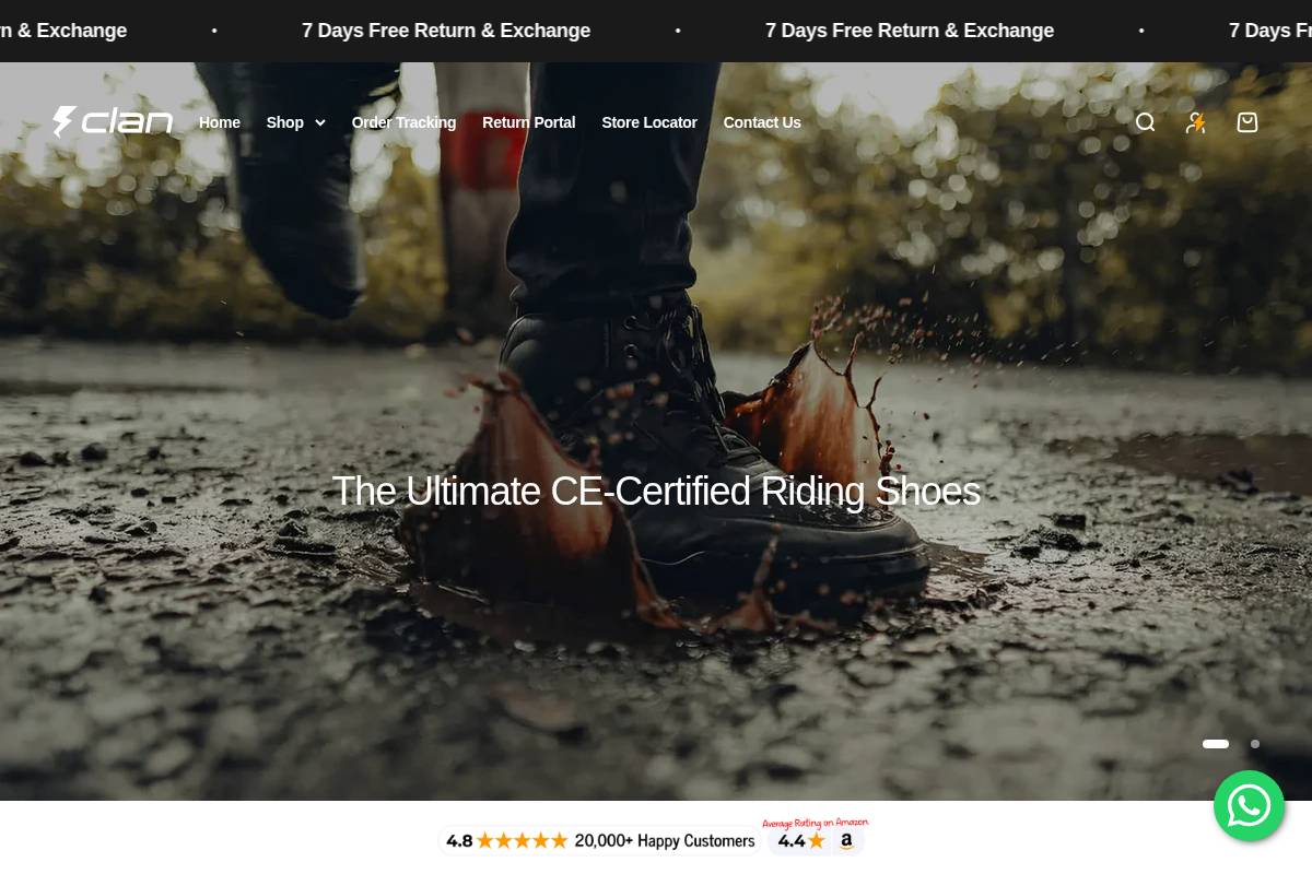clanshoes.com homepage screenshot