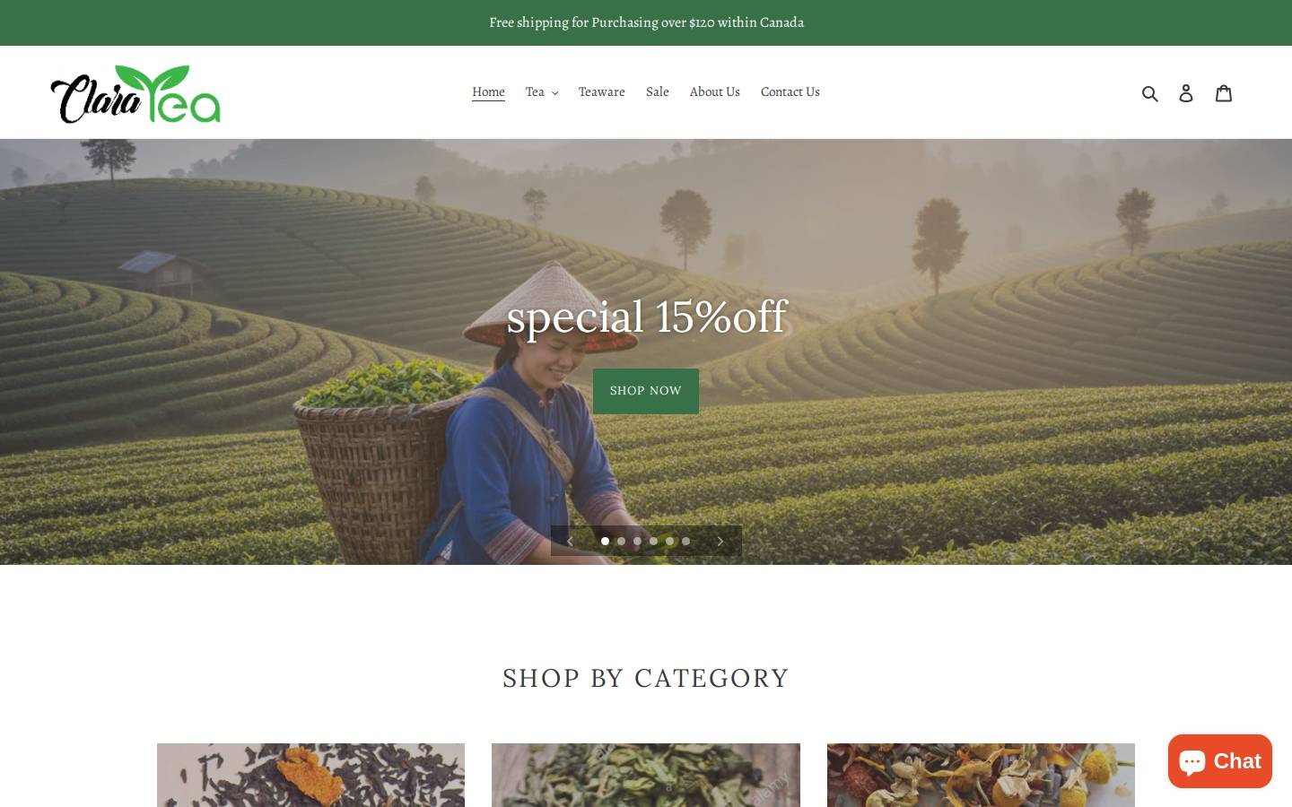 claratea.ca homepage screenshot