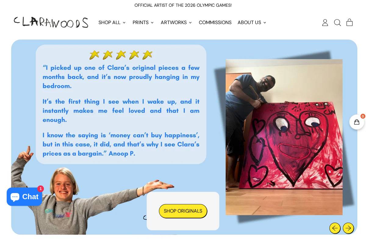 clarawoodscollection.com homepage screenshot