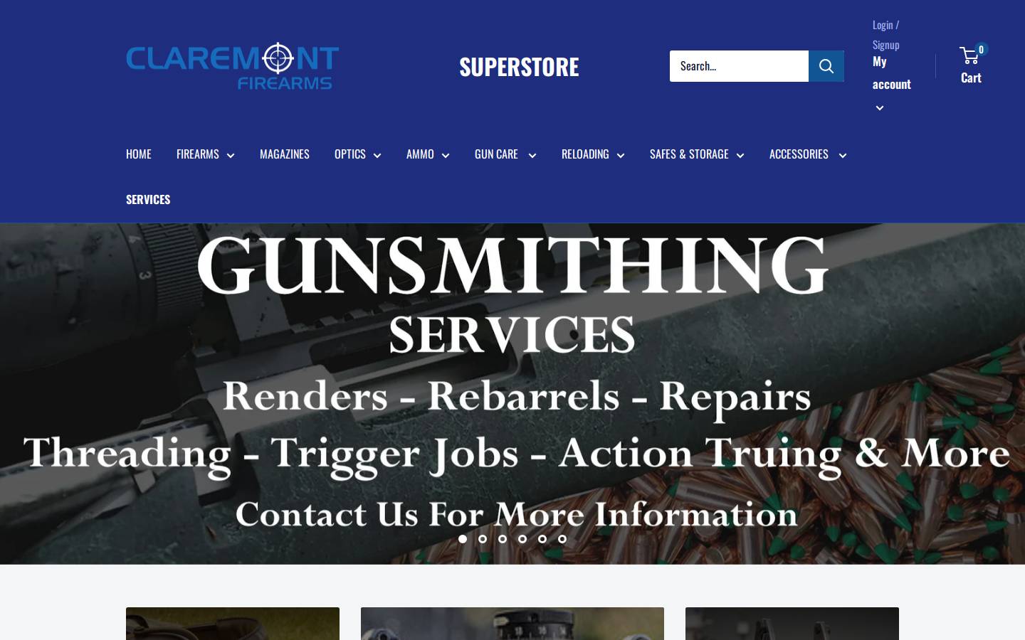 claremontfirearms.com.au homepage screenshot