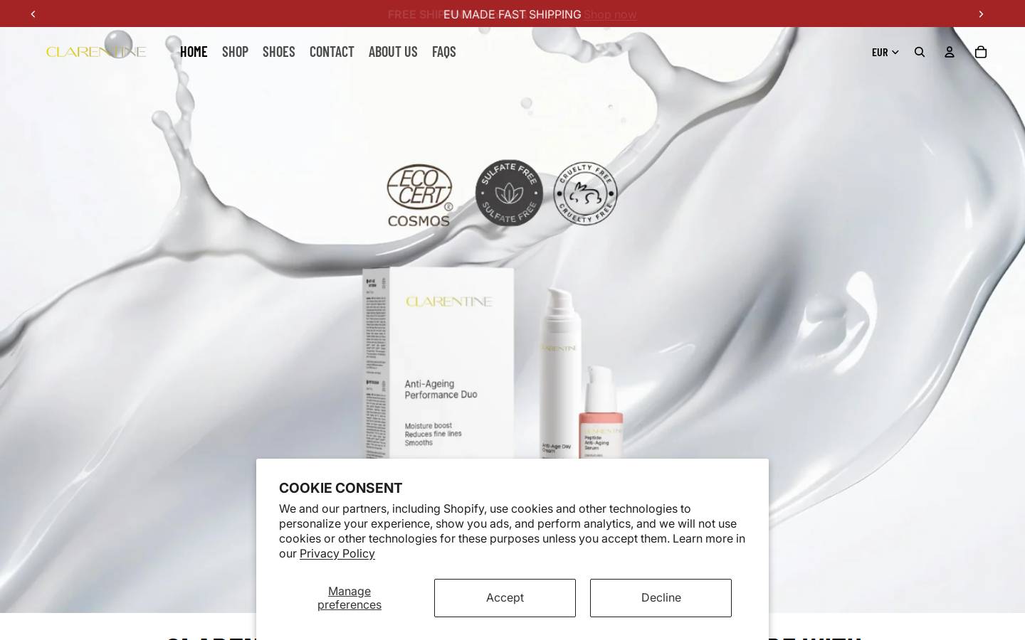 Clarentine homepage screenshot