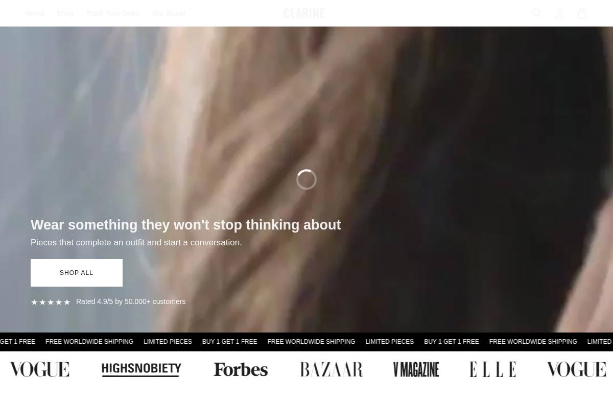 Clarine homepage screenshot