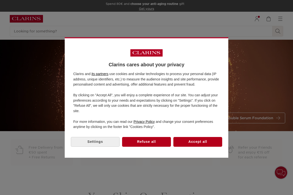 Clarins homepage screenshot