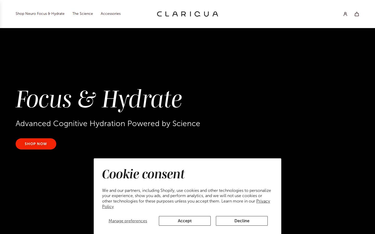 clariqua.com homepage screenshot