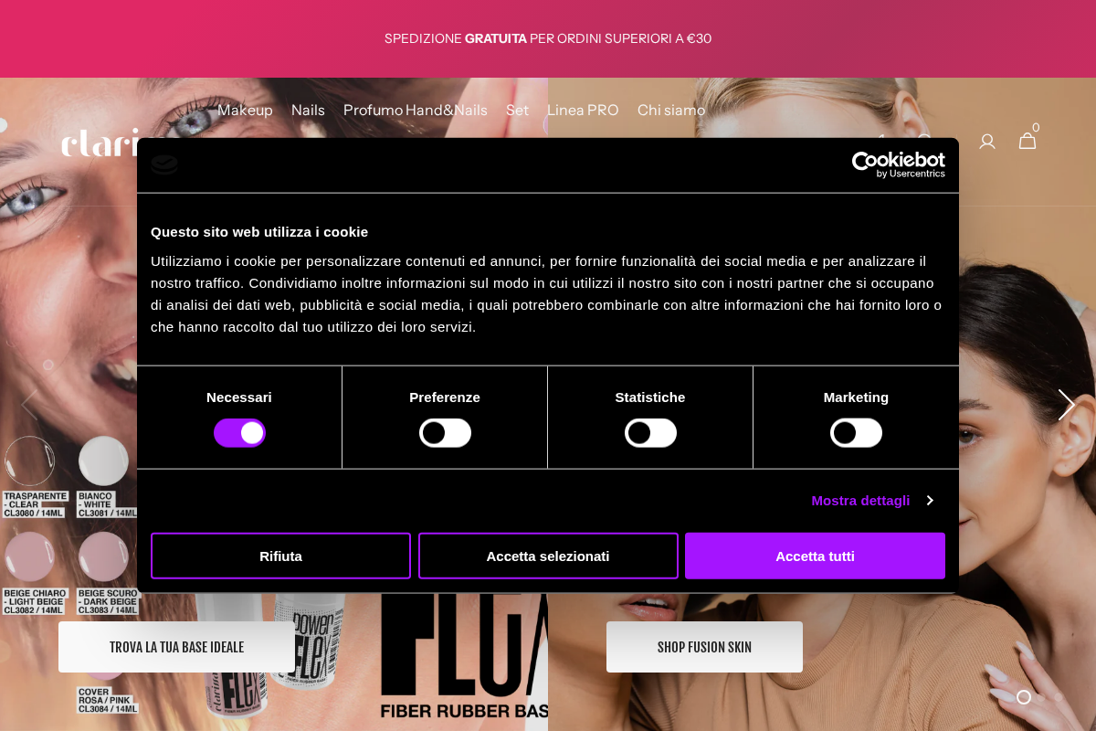 Clarissacosmetics homepage screenshot