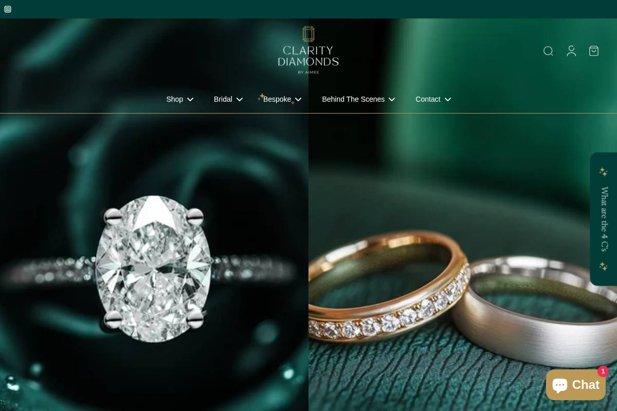 claritydiamondsbyaimee.com homepage screenshot