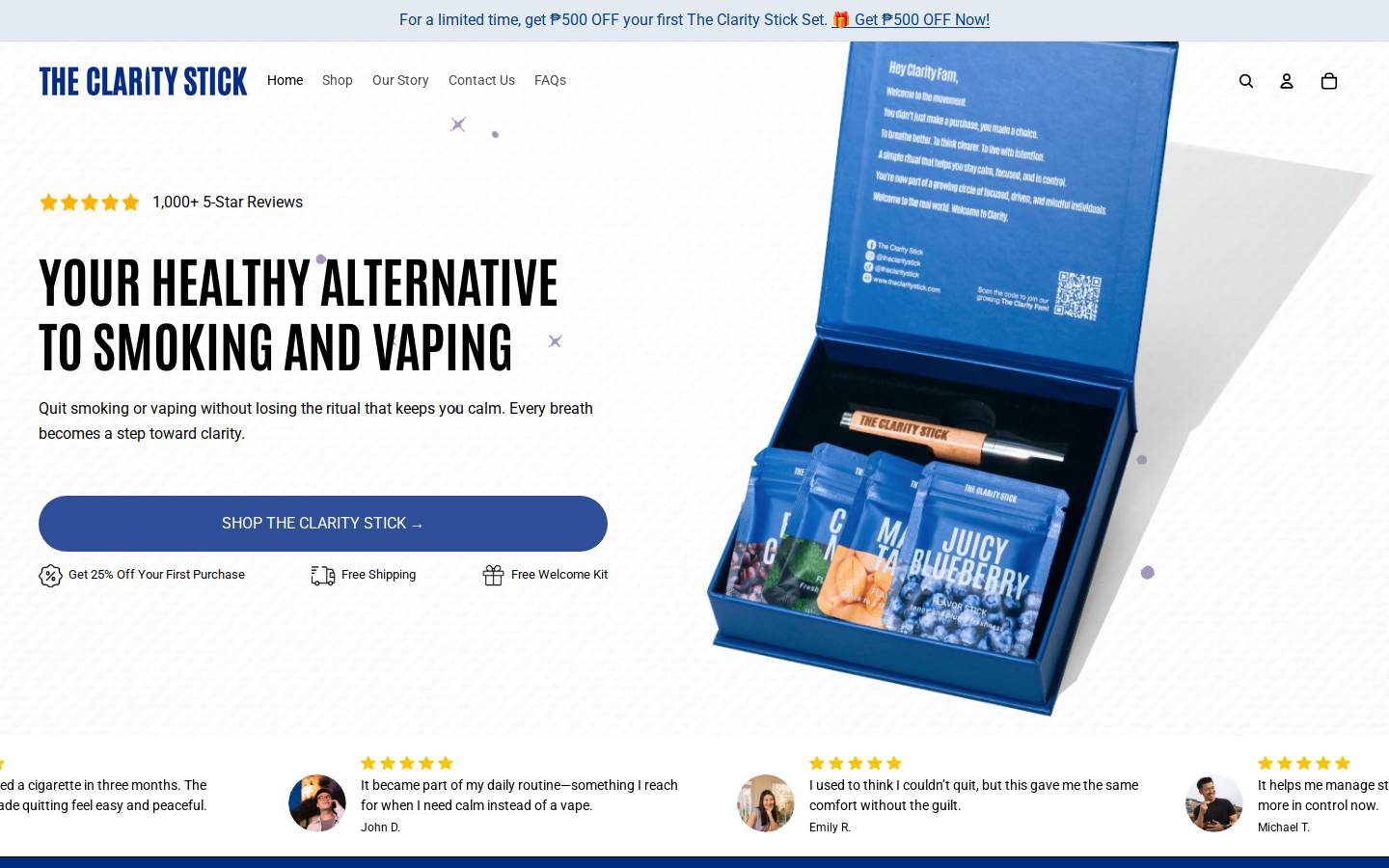 claritystick.com homepage screenshot
