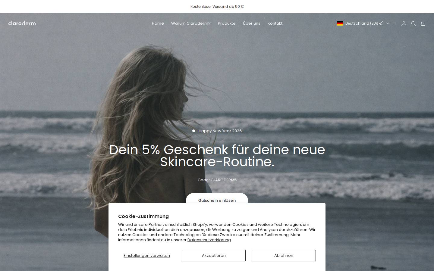 claroderm.de homepage screenshot