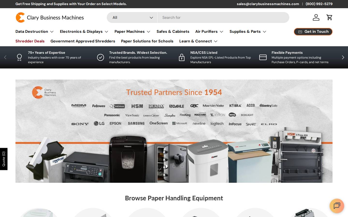 Clary Business Machines homepage screenshot